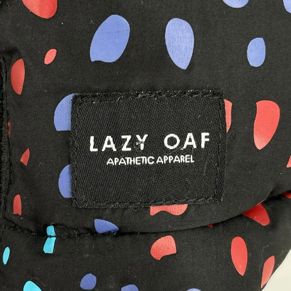 Lazy Oaf Midnight Lizard Puffer Jacket Black Rainbow Spotted Coat Unisex Size S